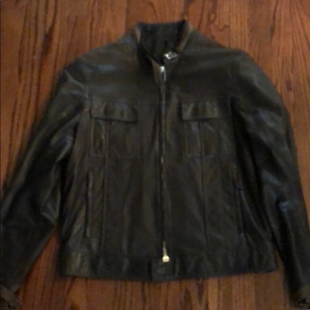 Men’s Brioni leather bomber, brown Size 50/40